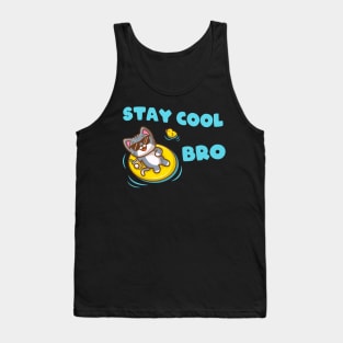 Stay Cool Bro funny Cat in Swimmingpool Tank Top